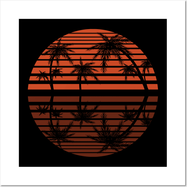 Retro / Vintage Sunset with Palm Trees Wall Art by SPACE ART & NATURE SHIRTS 